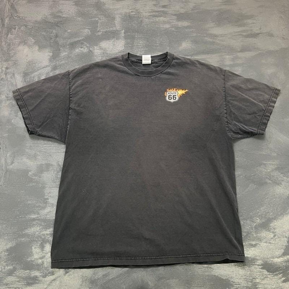 Vintage Route 66 Shirt Mens XXL Black 2000s Y2k Faded Hot Rod